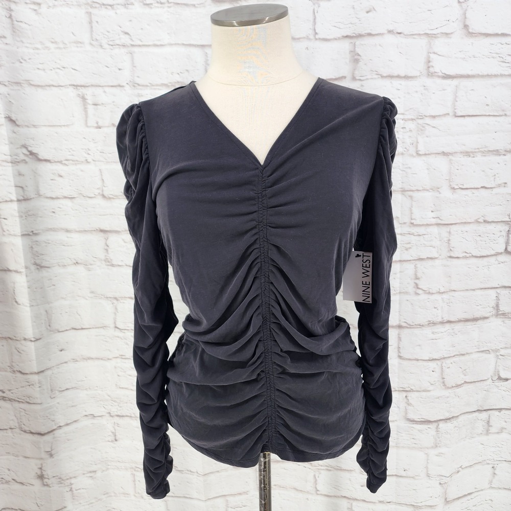 Nine West Indie Sleaze Top Dark Fairy Whimsigoth Puff Sleeve Cyber Grunge Medium